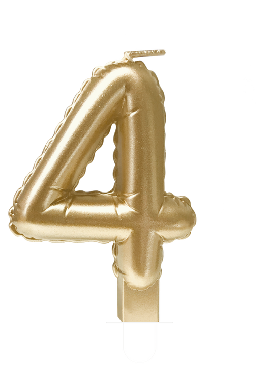Folieballon Cijfer kaars 4 goud