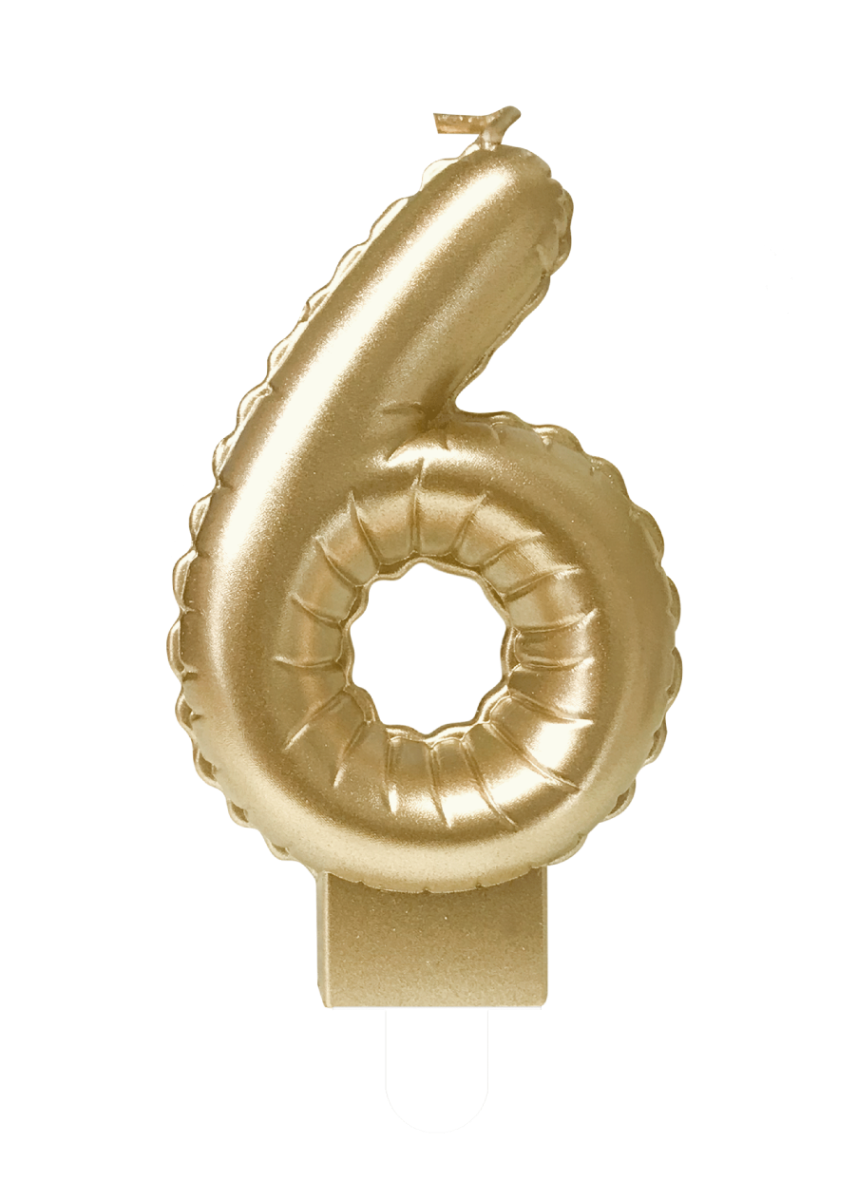 Folieballon Cijfer kaars 6 goud