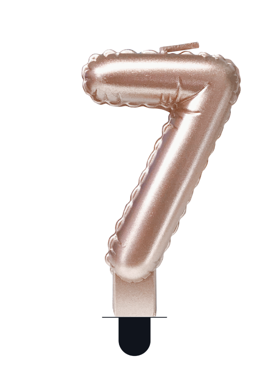 Folieballon Cijfer kaars 7 rosé goud