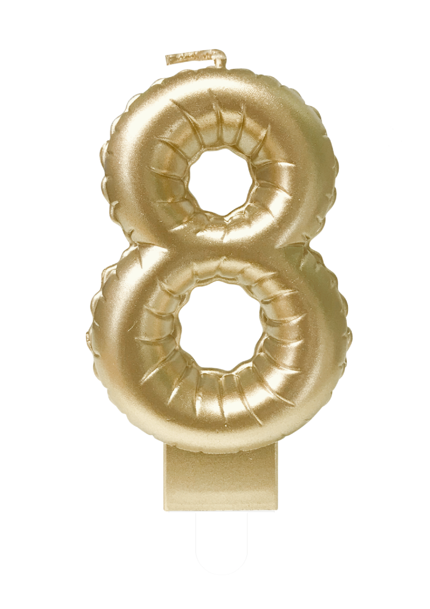 Folieballon Cijfer kaars 8 goud