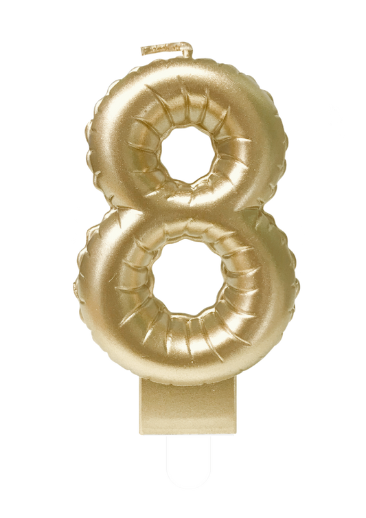 Folieballon Cijfer kaars 8 goud