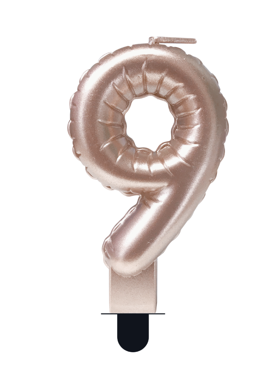 Folieballon Cijfer kaars 9 rosé goud
