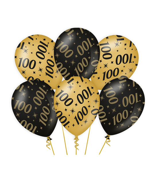 Ballonnen 100 jaar zwart en goud