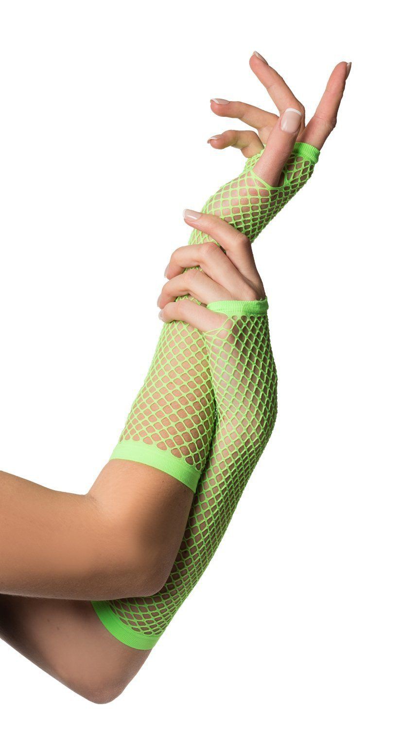 Vingerloze Nethandschoen Lang Neon Groen