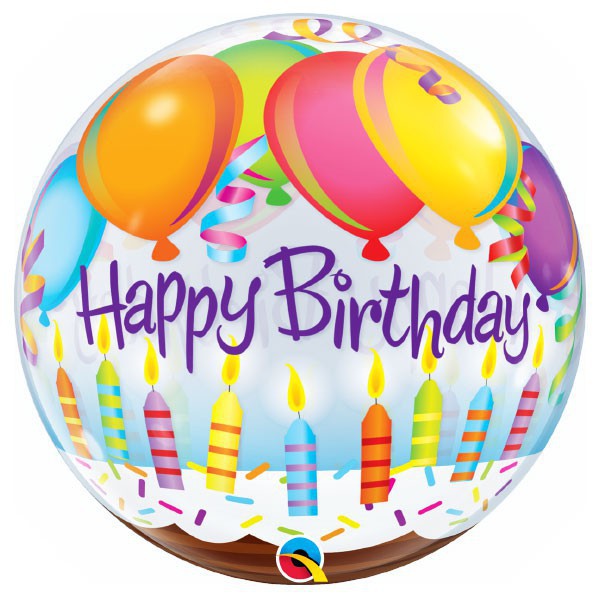 Bubble Ballon Happy Birthday kaarsjes