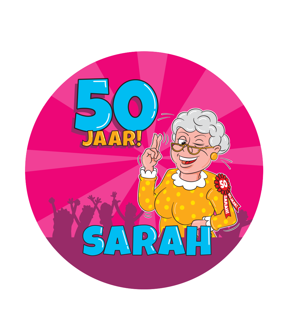 Bierviltjes Sarah 50 jaar Cartoon