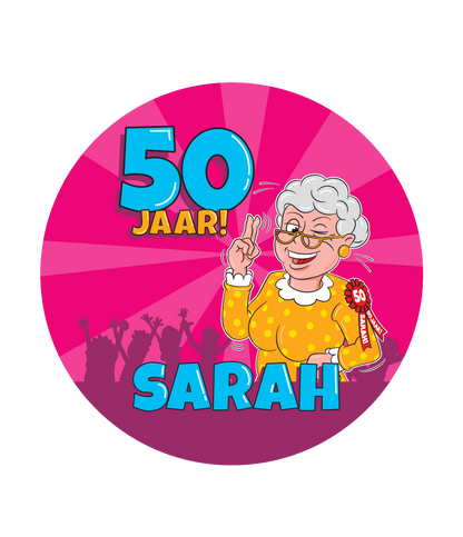 Bierviltjes Sarah 50 jaar Cartoon