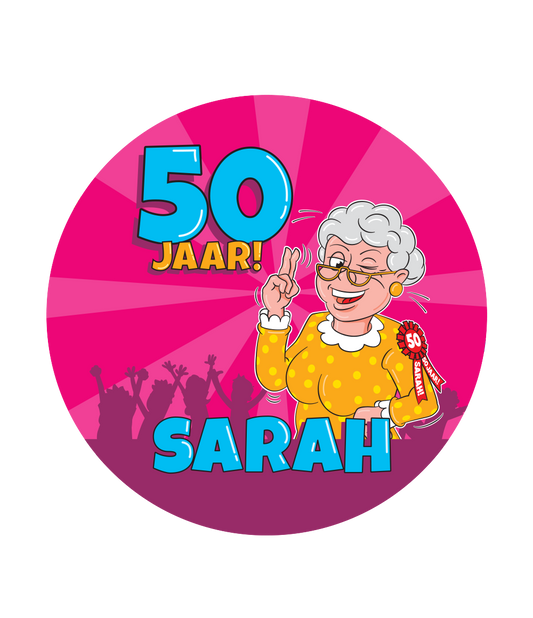 Bierviltjes Sarah 50 jaar Cartoon
