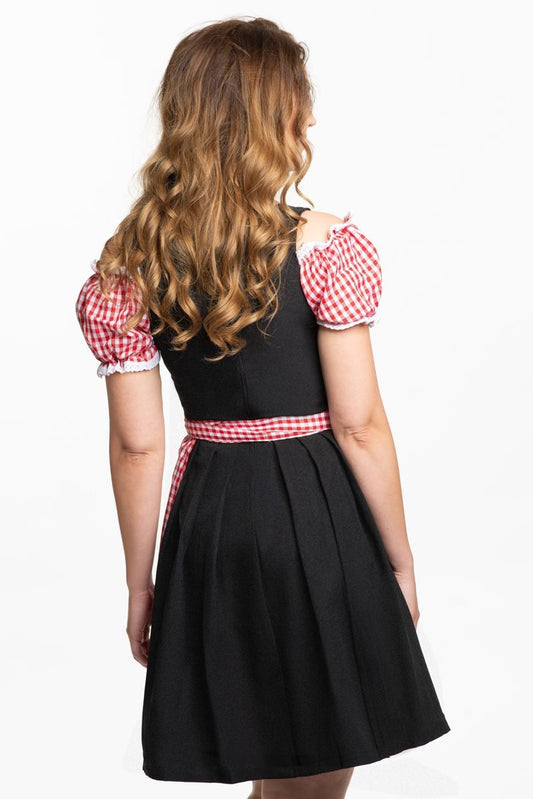 Dirndl jurk Anne-Ruth rood zwart