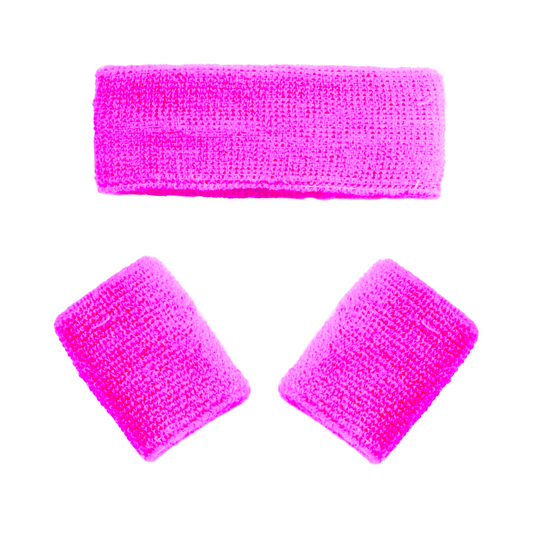 Hoofdband en polsbandjes neon Roze