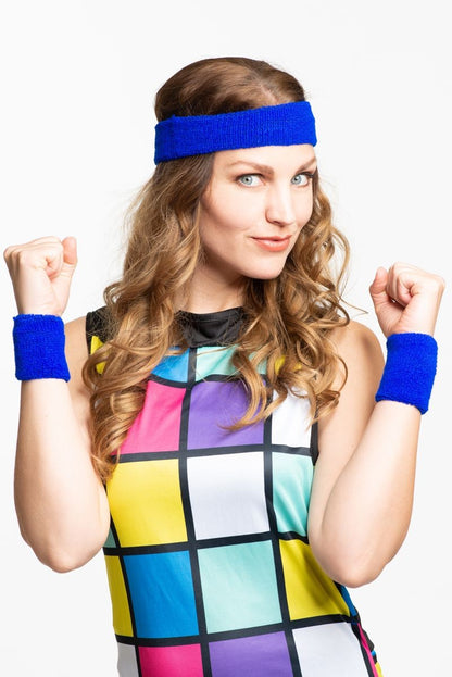 Hoofdband en polsbandjes Blauw