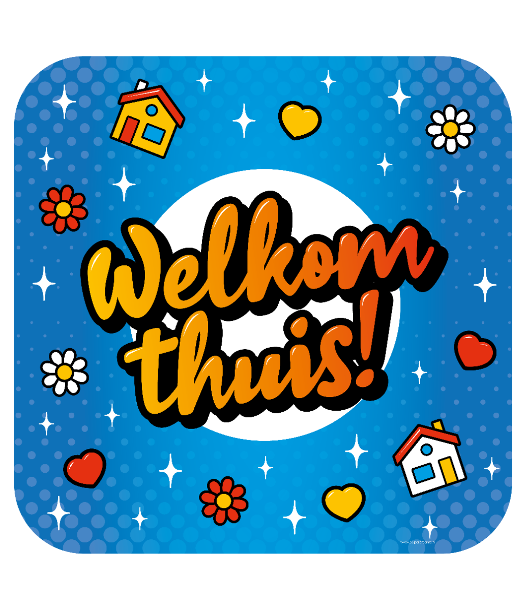 Huldeschild Welkom Thuis cartoon