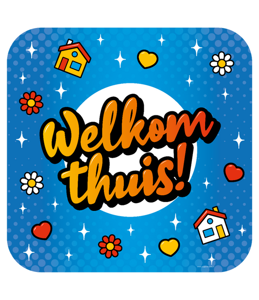 Huldeschild Welkom Thuis cartoon