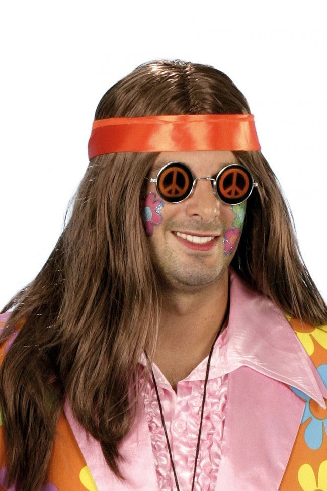Pruik Hippie bruin lang