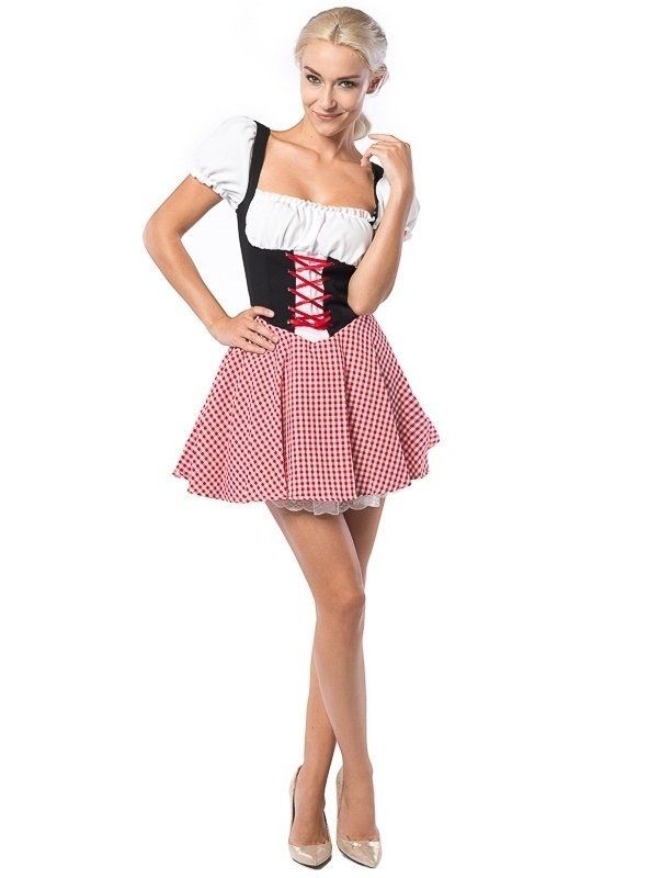 Dirndl jurk Eva rood zwart