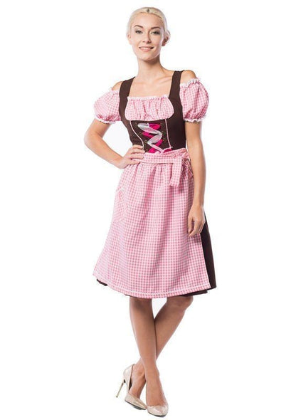 Dirndl jurk Anne-Ruth Lang roze bruin