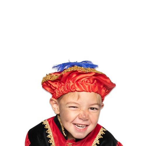 Pietbaret Rood met veer