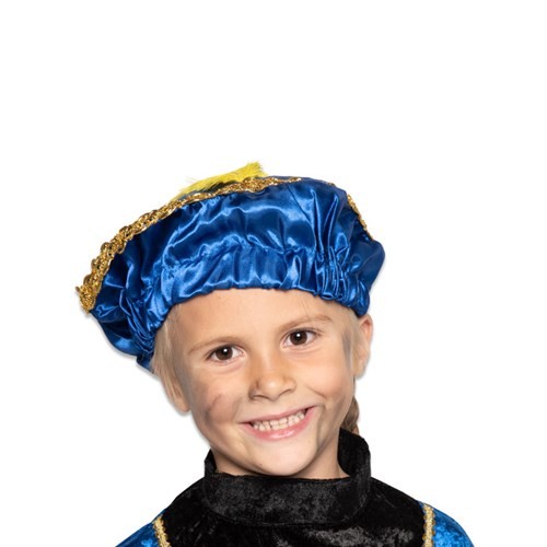 Pietbaret Blauw met veer