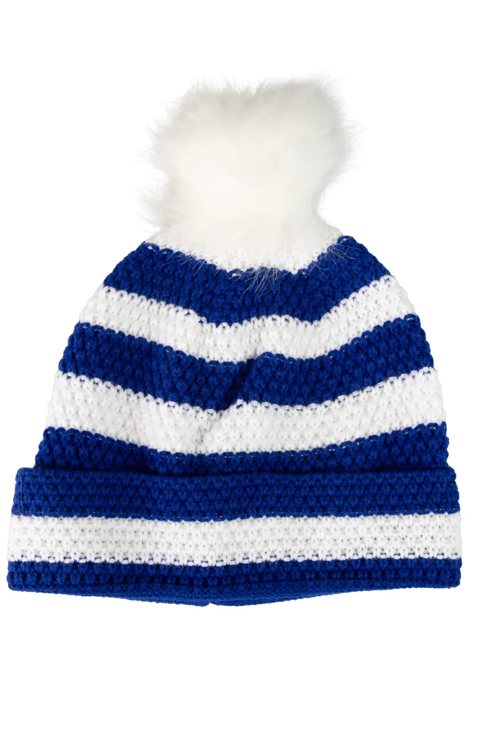 Muts met Pompon blauw wit