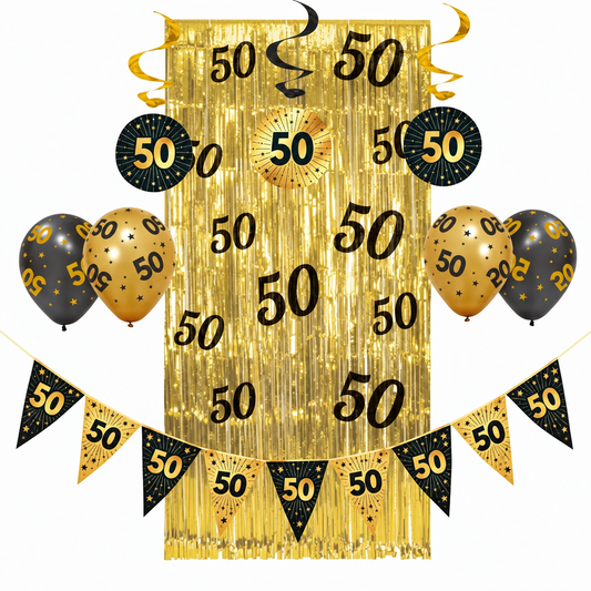 50 Jaar ACTIE SET – Zwart & Goud – Versiering Pakket