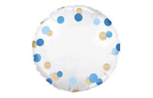 Folie ballon Rond Blanco Blauw Goud